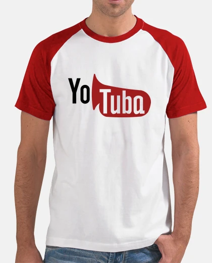 T-shirt Uomo, stile baseball, bianca e rossa