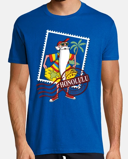 T-shirt Uomo, stile vintage, blu reale e bianca