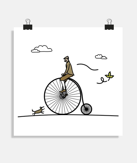 Poster uomo sul velocipede