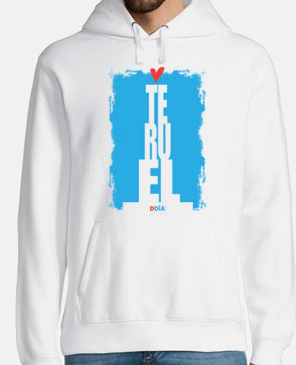 Felpa uomo teruel-cuore, jersey con cappuccio, bianco