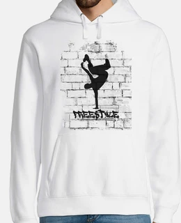 uomo, felpa con cappuccio, bianco, stile libero
