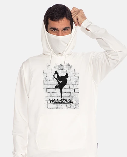 Hoodie urban guerrilla sweatshirt, off white, freestyle