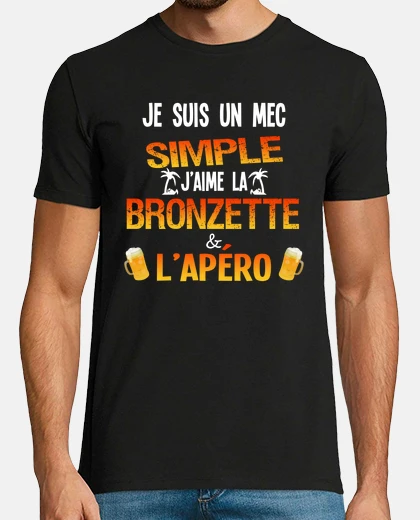 Tee-shirt Vacance, bronzage et apéro humour