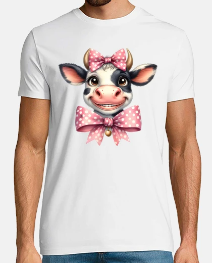 Tee-shirt vache normande coquette noeud papillon 