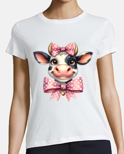 Tee-shirt vache normande coquette noeud papillon 