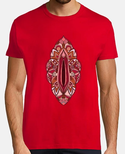 T-shirt vagina uomo mandala, stile vintage
