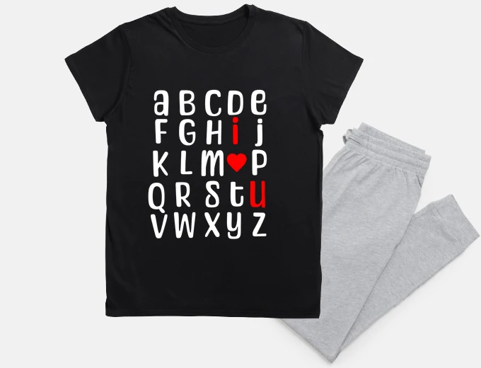 Pyjama valentine alphabet