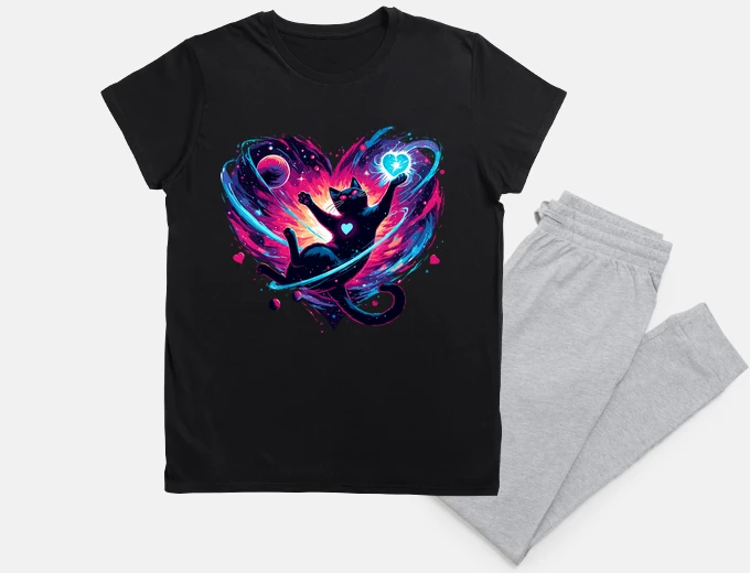 Pajama valentines day cosmic cat of love