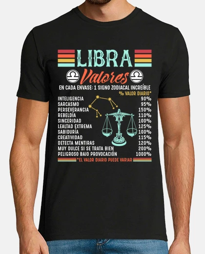 Camiseta Valores Horoscopo Libra Signo Zodiaco Astrología
