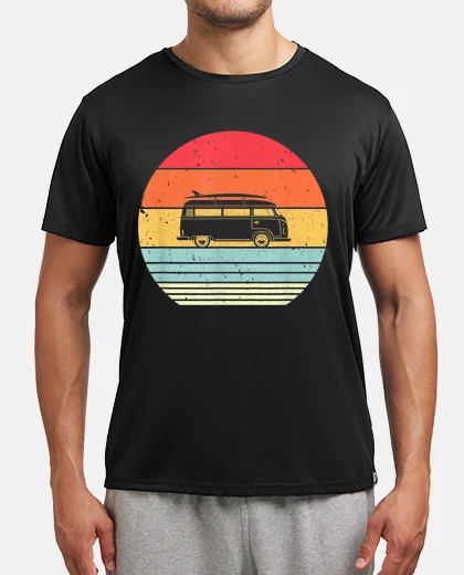 Tee-shirt van camping-car vw van surfeur bus van planche de surf