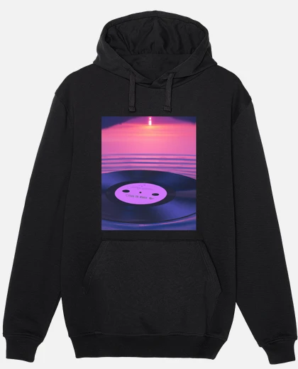 Vaporwave vinyl record synthwave sunset hoodie tostadora