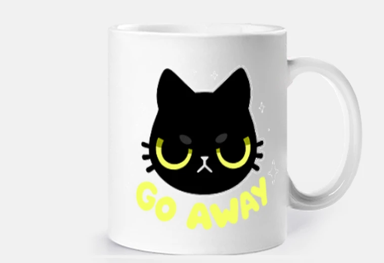 Tazza vattene - simpatico gattoto nero arrabb