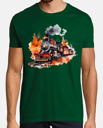 T-shirt vecchia locomotiva tramonto