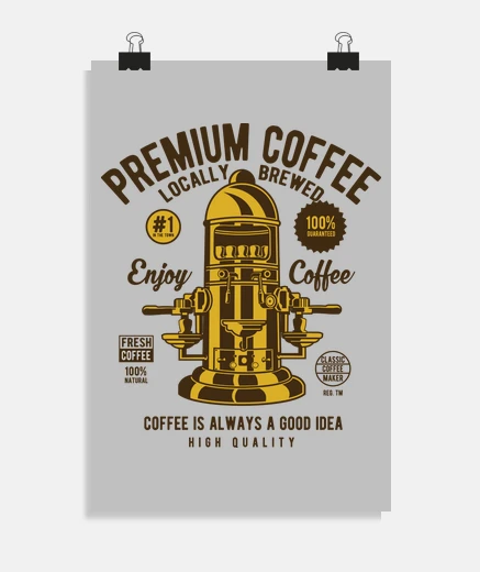 Poster vecchia macchina da caffè, espresso, premium, decorazione poster vintage .