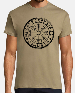 Camiseta Vegvísir Viking Compass - Vintage Black