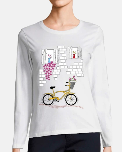 Tee-shirt vélo balcon fleuri