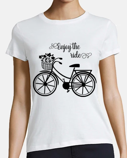 Tee-shirt Vélo hollandais de ville fleurs écologique boho 