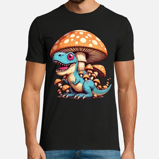 Velociraptor mushroom garden dinosaur t-shirt | tostadora
