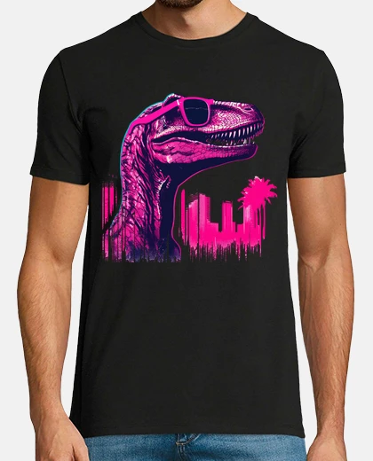 T-shirt Velociraptor rosa a Miami Beach