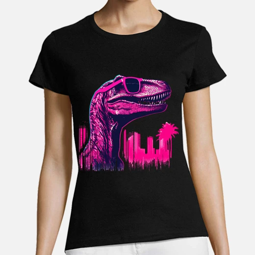Camiseta velociraptor rosa en miami beach | laTostadora