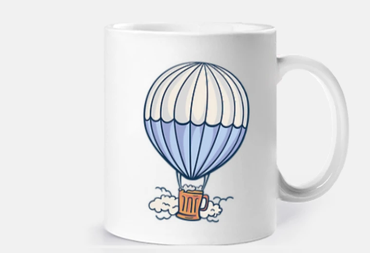 Mug verre de bière,ballon dirigeable , mongolfière,