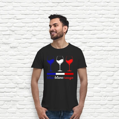 Bleu Blanc T Shirt Verre De Vin T-Shirt En Coton Bio Verre De Rouge
