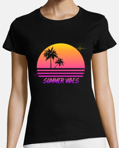Tee-shirt vibes d'été - rétro style coucher de soleil synthé - chemise womans