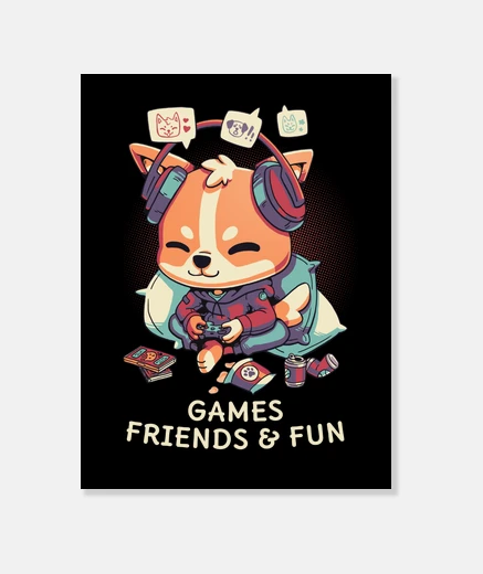Wall video games friends and fun dogs