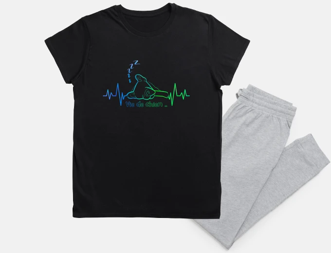 Pyjama Vie de chien ... Heartbeat line art amu