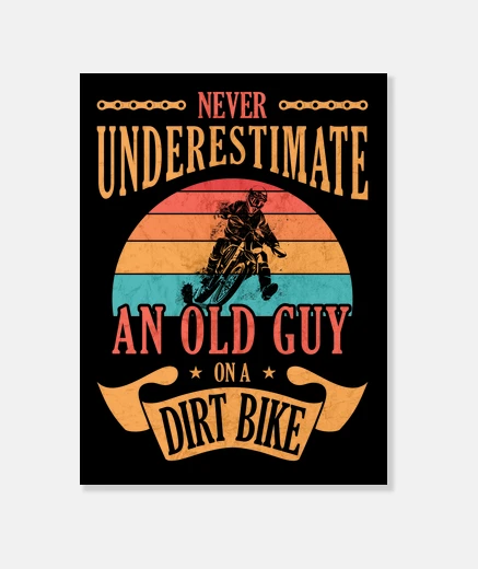 Tableau vieil homme sur un motocross dirt bike