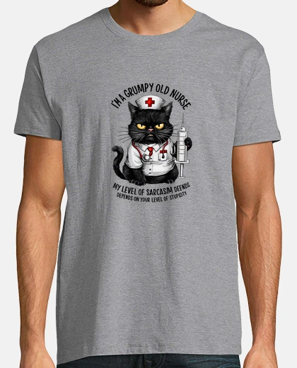 Tee-shirt vieille infirmiere humour chat