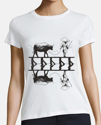 Tee-shirt Vietnam buffle sur un pont avec son maître , dessin exceptionnel d artiste ,  et rare collector, 