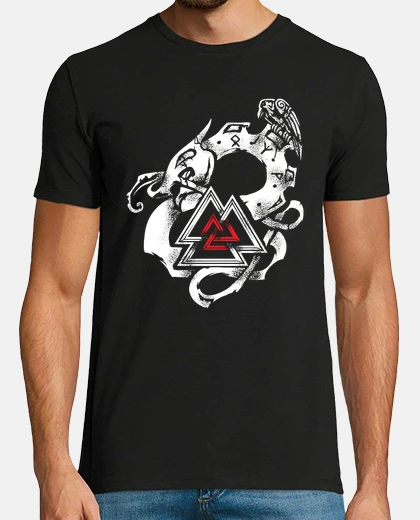 Camiseta viking jormungandr cuervo midgard serpiente hijo de loki