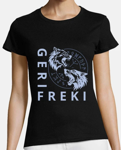 Playera viking odins wolfs geri freki runes
