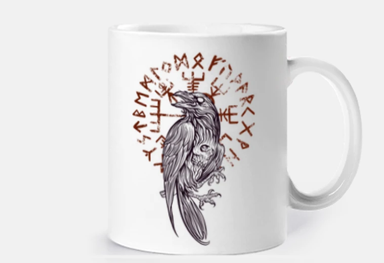 Cup viking raven raven skull and symbol in 