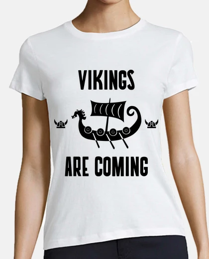 Tee-shirt Vikings are coming   Viking Boat Noir
