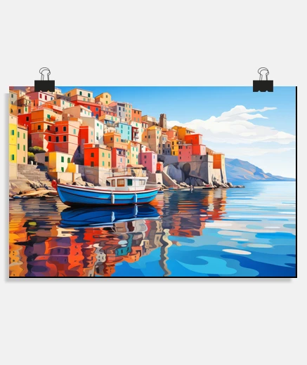 Poster Village Port Concept Abstract Colorful