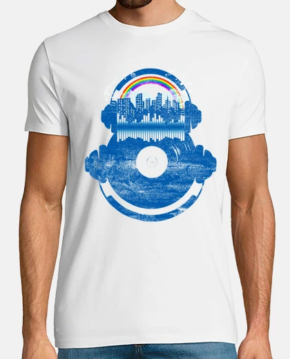 Tee-shirt ville de musique et arc-en-ciel