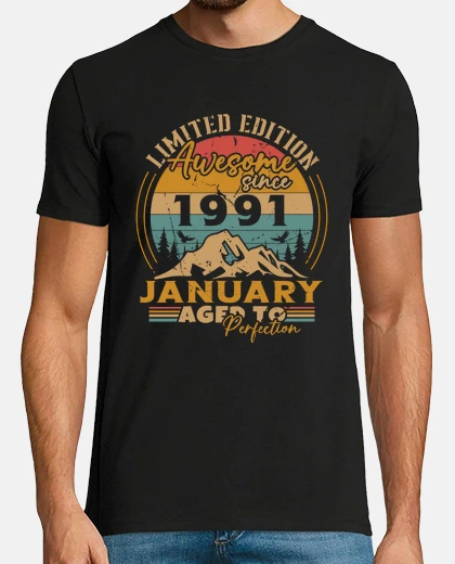Tee-shirt Vinatge Nées En Janvier 1991 Cadeau
