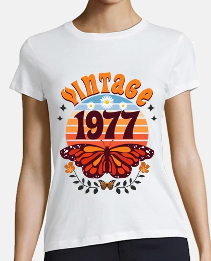 Tee-shirt Vintage 1977 Femme 45 Ans Anniversaire
