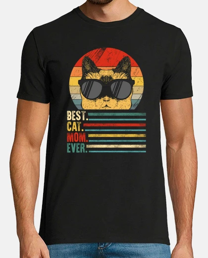 Tee-shirt Vintage Best Cat Mom Ever Ideal Pets Wearing Sunglasses Love Women Retro Gift for Her