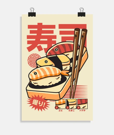 Poster Vintage Cool Nigiri Sushis