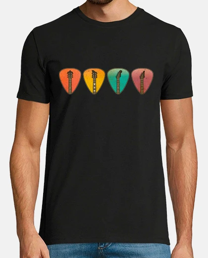 T-shirt vintage electric guitar picks retro rock music