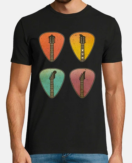 T-shirt vintage electric guitar picks retro rock music