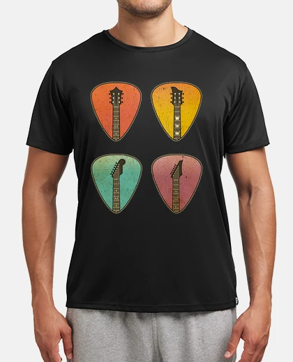 T-shirt vintage electric guitar picks retro rock music