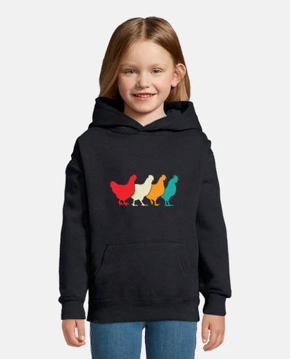 Kids vintage hens and rooster, retro logo, educational farm