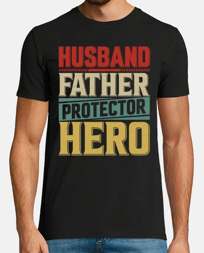 T-shirt Vintage Husband Father Protector Hero