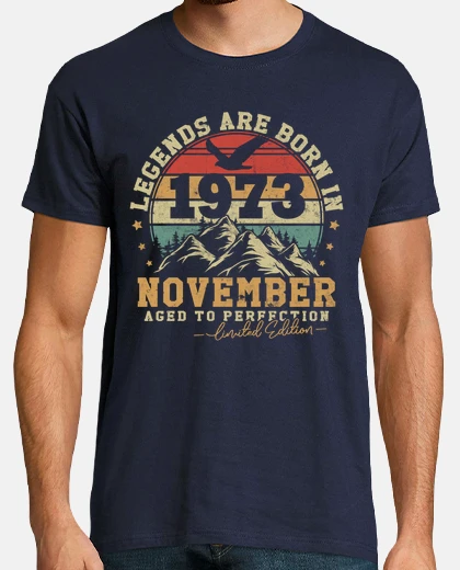 Camiseta vintage noviembre de 1973, aniversario retro