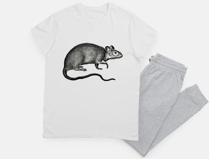 Pyjama vintage rat halloween retro,engraving, night t-shirt, babydoll, sleepwear, sweets, pocket logo as a 