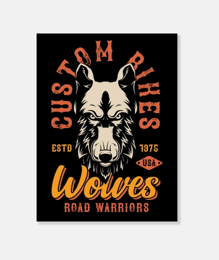 Wall vintage retro bikes 1975 custom bikes wolf
